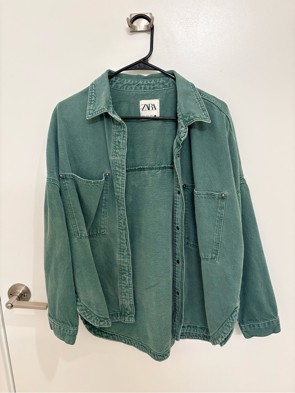 ZARA Green Oversized Denim Shacket